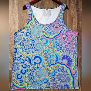NWOT TETRAMODE Colorful Psychedelic Patterned Tank Top - Unisex - Large / XL